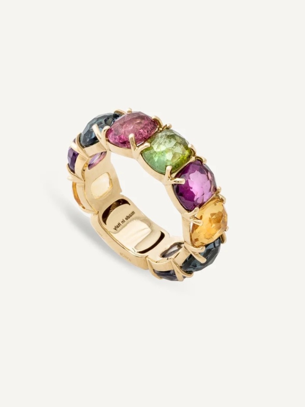 Murano Multicolor Gemstone 18K Yellow Gold Eternity Ring